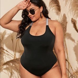 2xl shein one piece black bathing suit